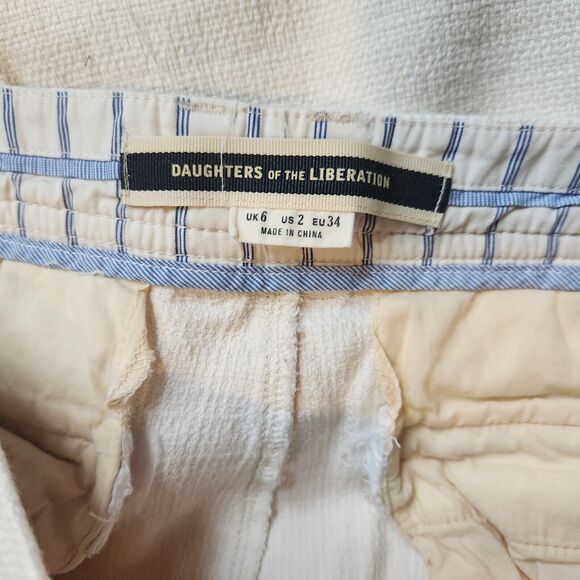 Daughters of the Liberation Anthropologie Cream Textured Ankle Pants Size 2 - Picture 10 of 16